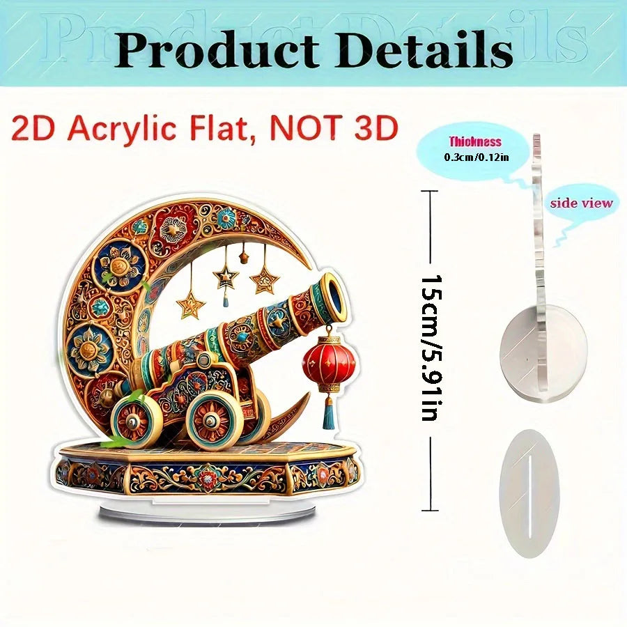 2026 Ramadan Acrylic Moon & Lantern Desktop Decor – Elegant Islamic Design