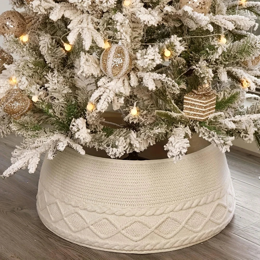 1PC of Knitted Christmas Tree Collar, for Farmhouse-Style Tree Rings. This Tree Skirt Is Perfect for Decorating Homes, Gardens