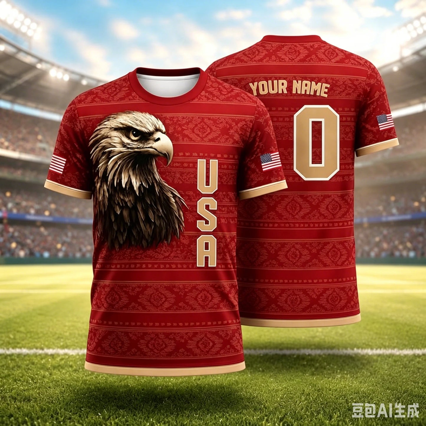 American Eagles patriotic T-shirts American flag football jerseys Team USA fan shirts soccer T-shirts July 4th sports gifts kids
