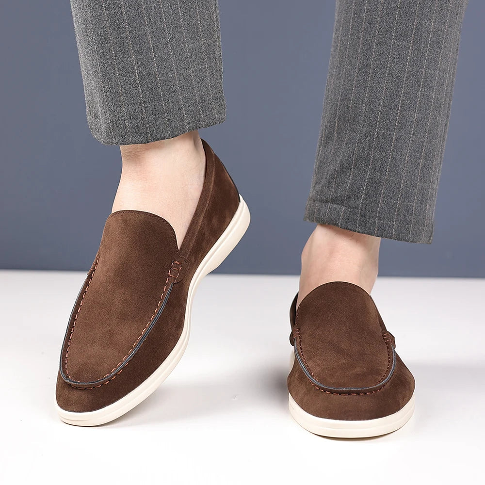 Men’s Leather Loafers 3205 – Square Toe Slip-On Casual Shoes