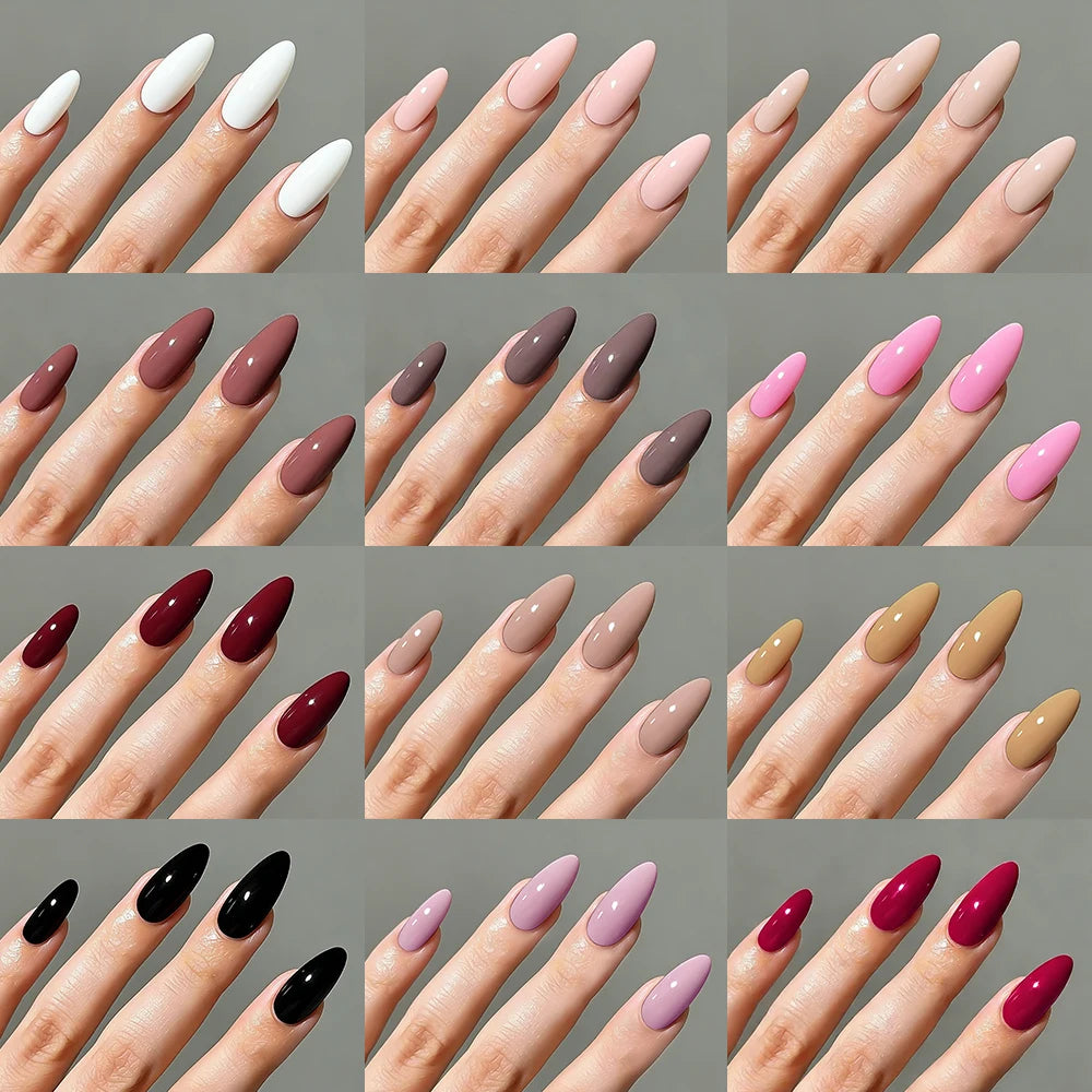 288/576Pcs Short Almond Press On Nails – Mixed Colors أظافر لاصقة قصيرة بشكل لوزي بألوان متنوعة – 288/576 قطعة