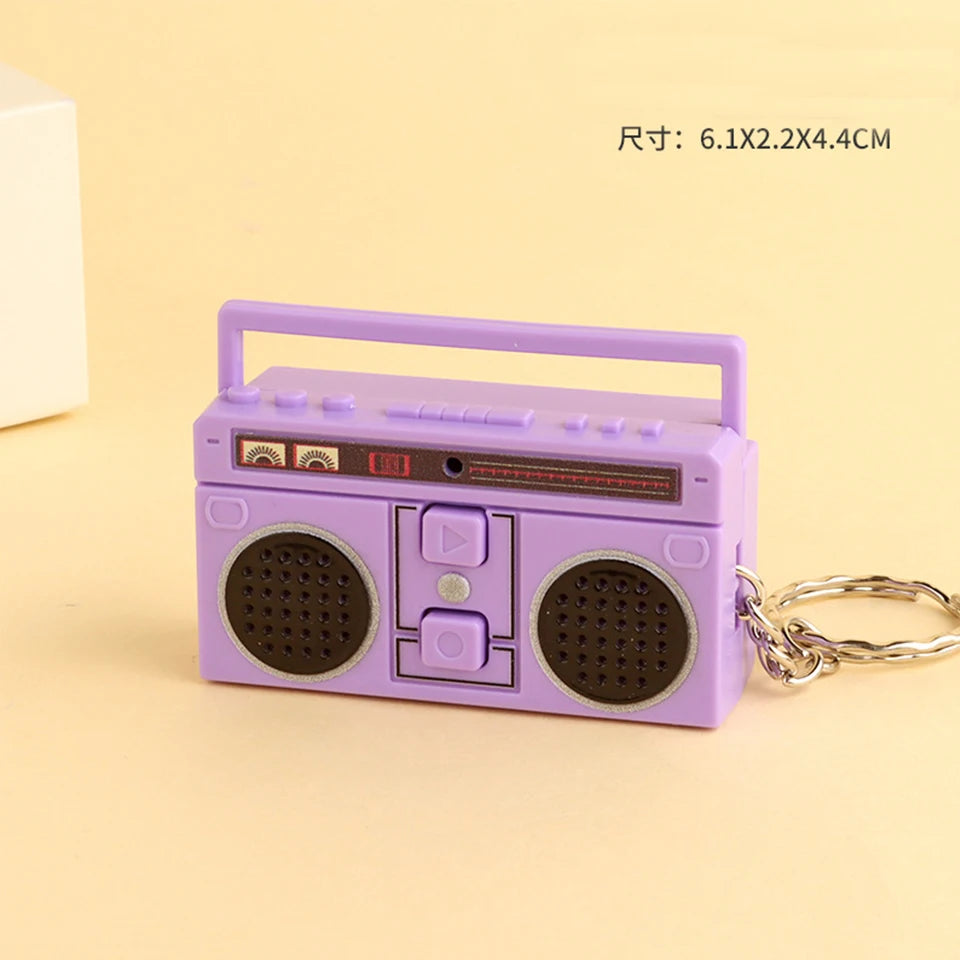 ZAKOL Personalized Retro Tape Recorder Keychain Mini Recording Music Box Pendant Keyring Backpack Ornament Birthday Couple Gift