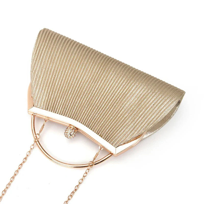 Ladies' Wedding Clutch Bag Cross-border Diamond-encrusted Dinner Bag Folded Metal Handbag Mini Bag