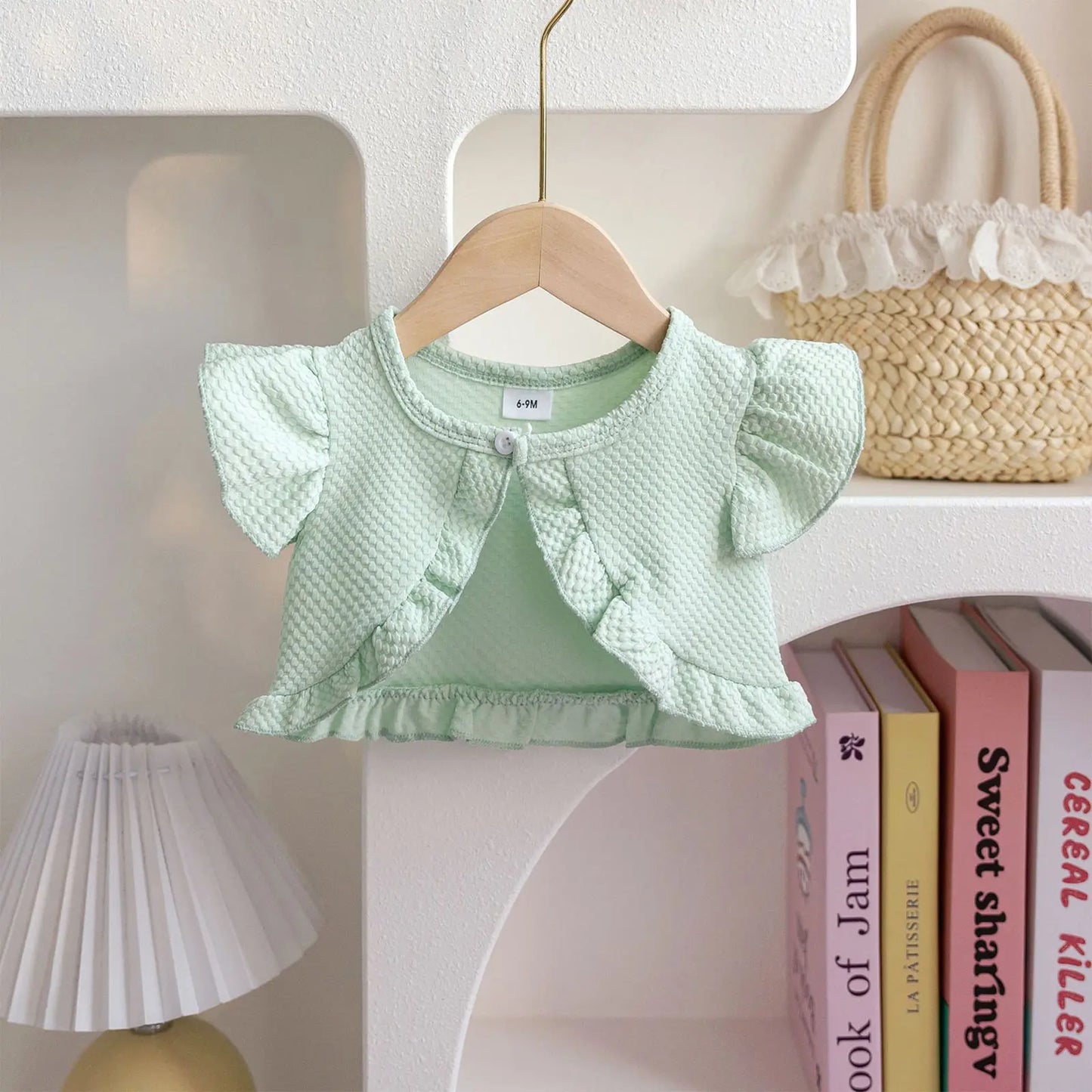 Baby Girl Sweet Summer Cardigan Bolero Jacket Short Fly Sleeve Ruffled Coat Outerwear Toddler Clothes for Wedding Birthday Party
