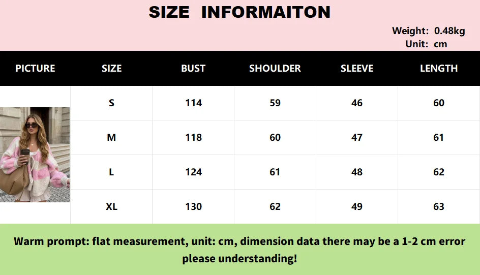 Women's Striped Knitted Sweater Causal V‑Neck Lace‑Up Bow Long Sleeve Loose Soft Warm Cardigan Fashion Autumn WInter Streetwear