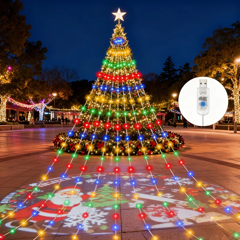 USB Powered LED Waterfall Lights,Star String Lights, Indoor Outdoor Christmas Lights for Bedroom, Living Room, Christmas Tree
