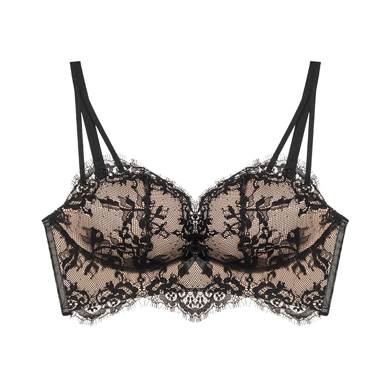 Women’s Victorian French Lace Bra Set, Push Up For Small Breasts with Side Support, Anti Dropping Sensual Lingerie Set MOYISU