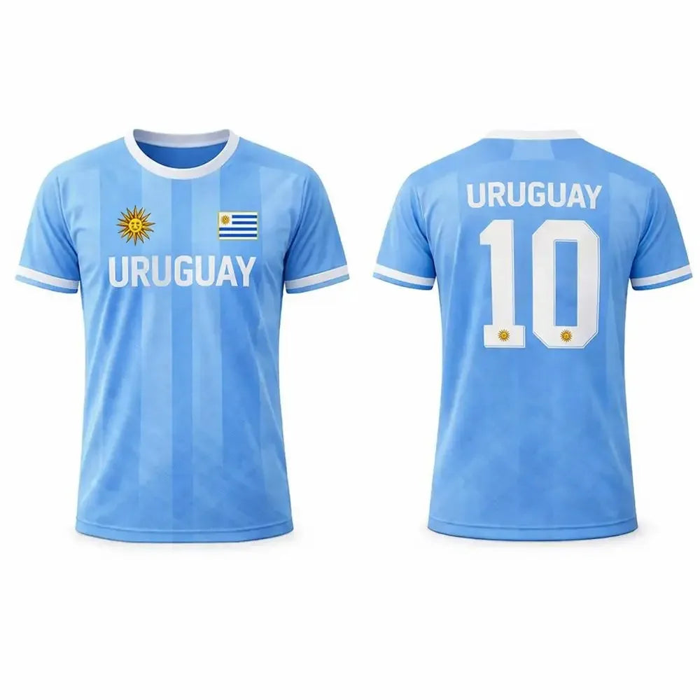 Casual Sports T Shirt Uruguay Style 3D Printed Pattern Quick Dry Breathable Suitable for Family Adults Kids For Soccer Training