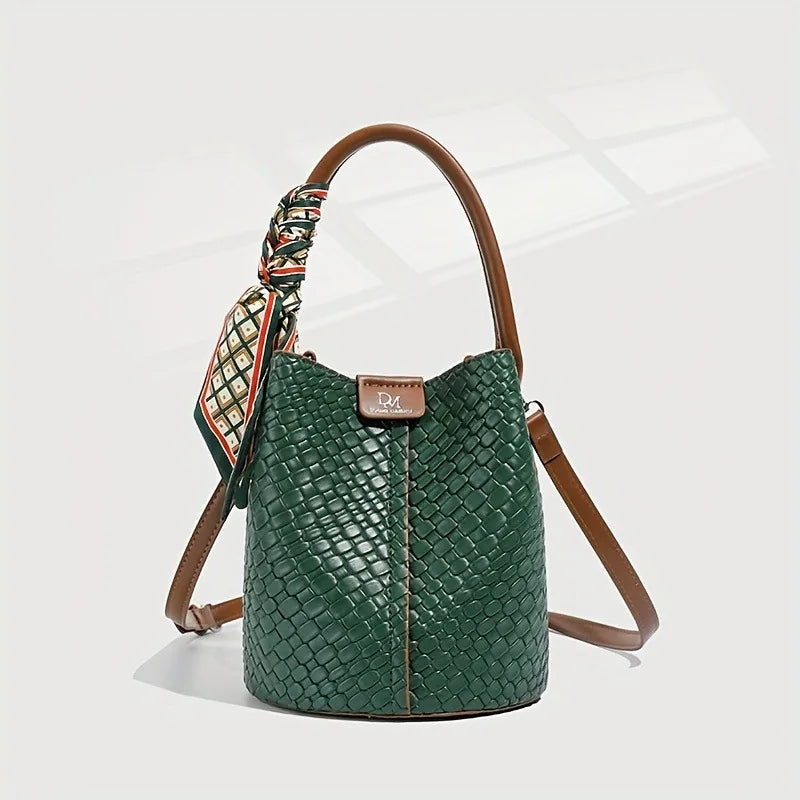 Fashionable Large Capacity Women's Crossbody Bags, Leather Retro Versatile Single Shoulder Bucket Bag, Suitable for Commuting