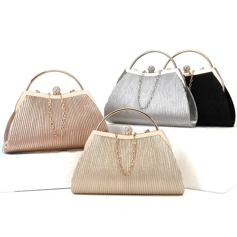 Ladies' Wedding Clutch Bag Cross-border Diamond-encrusted Dinner Bag Folded Metal Handbag Mini Bag