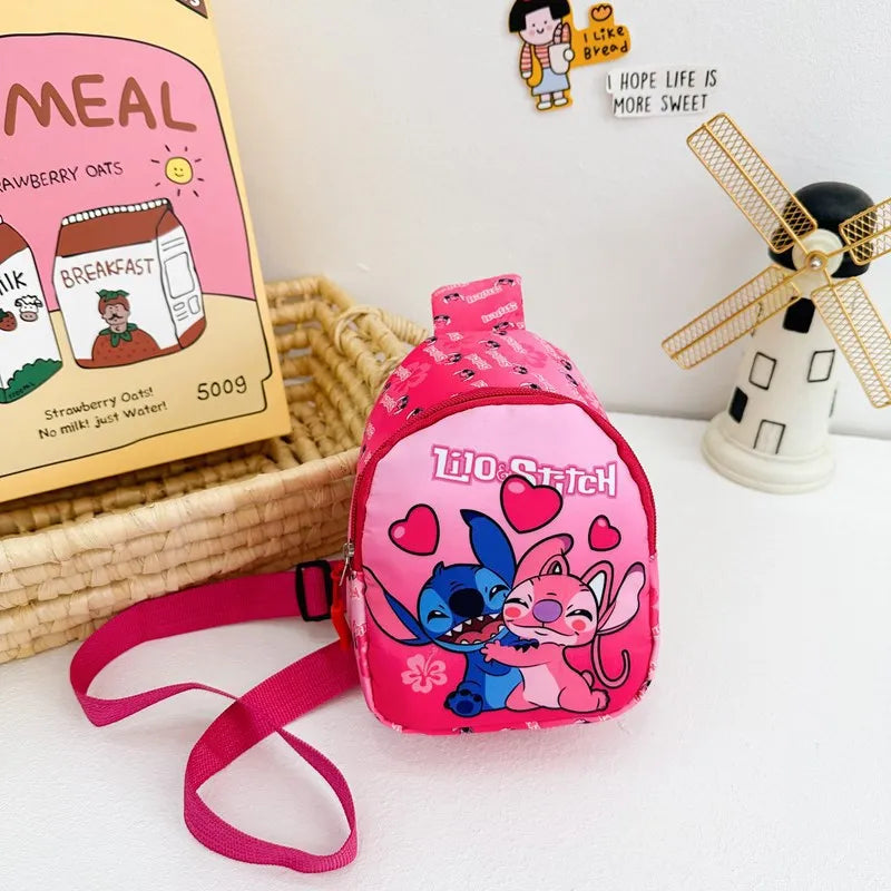 Disney Cartoon Stitch Children Chest Bag Fashion Crossbody Bag Cute Waist Storage Pouch Zipper Coin Purse Children's Gifts