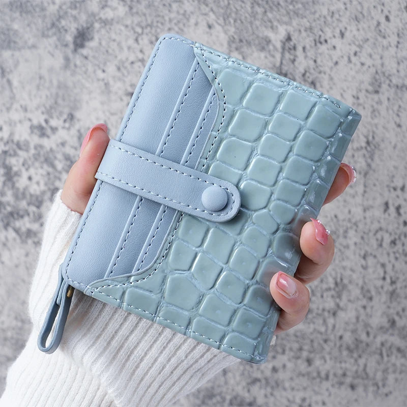 Mini Crocodile Print Clutch Wallet, Short Credit Card Holder, Women's Card Case & Coin Purse