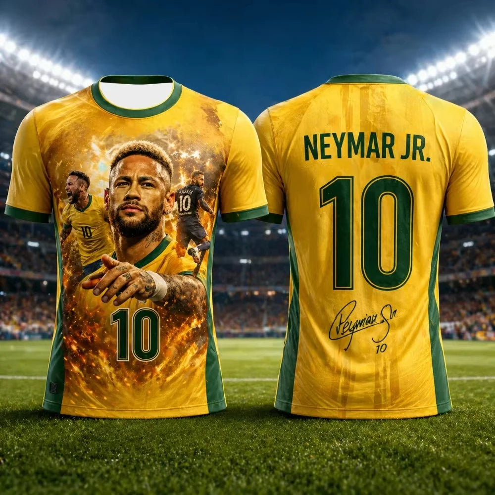 Neymar 3D Printed Sports Quick Dry T Shirt Family Style for Kids Adults Summer Outdoor Soccer Training   Sports Apparel