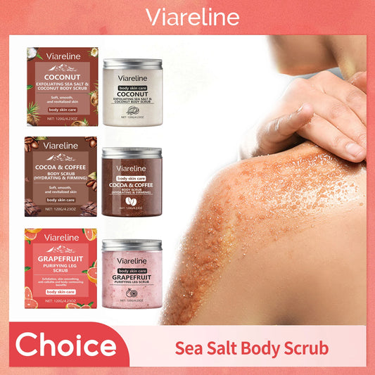 Sea Salt Body Scrub Exfoliating Deep Cleansing Remove Melanin Whiten Skin Shrink Pore Smooth Soft Nourish Coconut Coffee Scrub