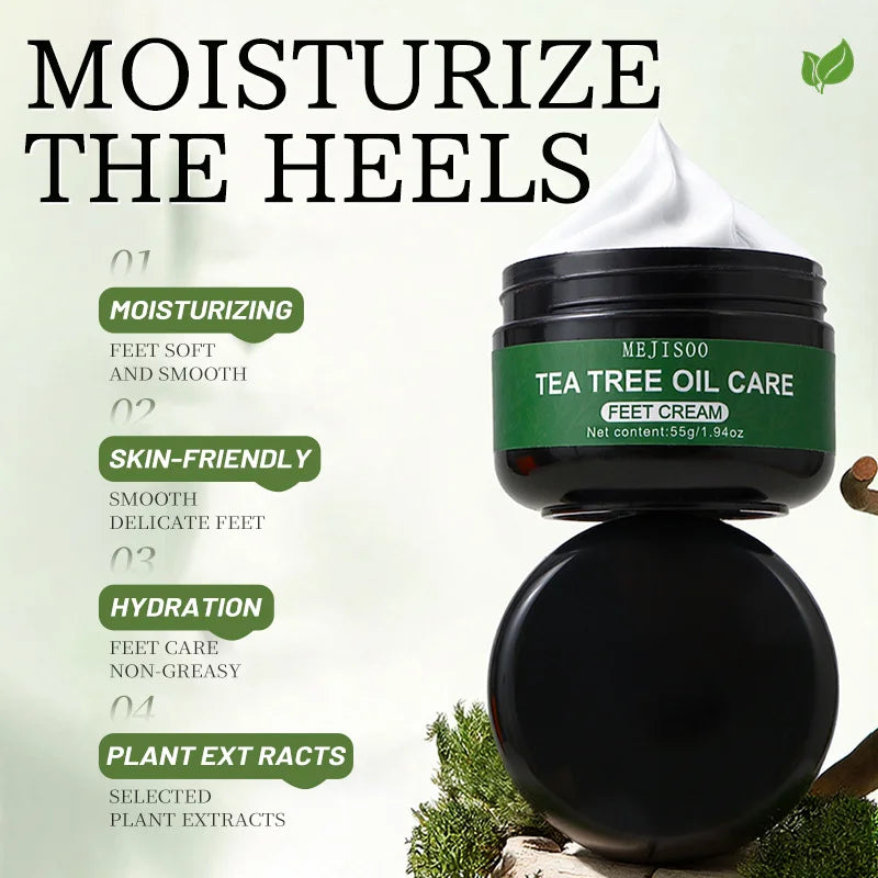 Tea Tree Oil Moisturizing Foot Cream 55g Aloe Vera Soothe Nourishing Smoothing Dry Heels Hydrate And Non-sticky Foot Care