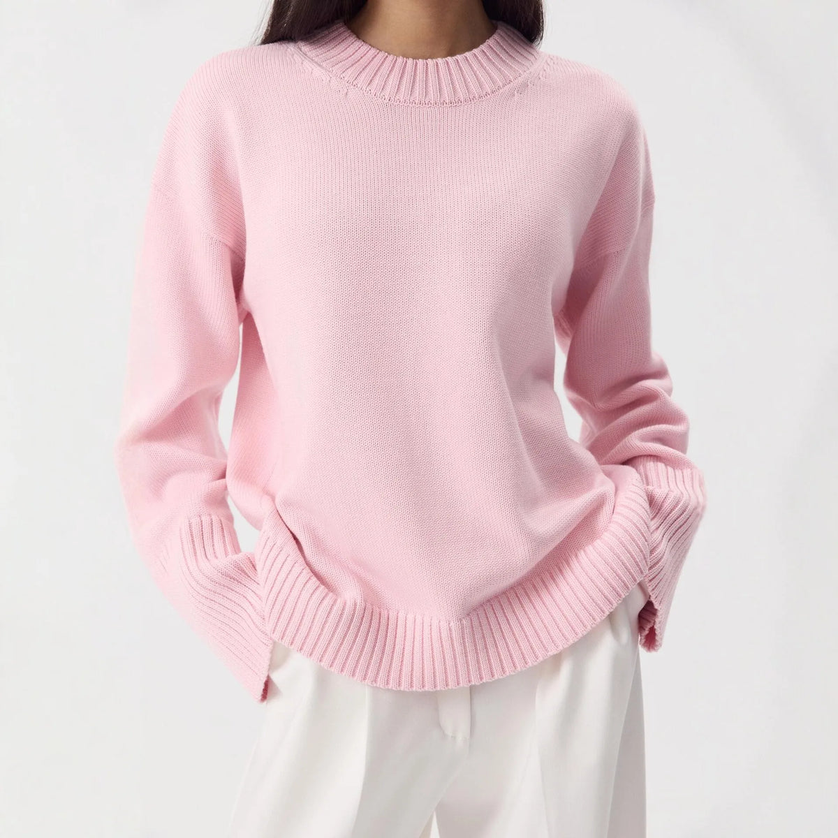 Women's Casual Solid Cotton Pullovers O-Neck Long Sleeve Warm Loose Knitted Top Female Autumn Winter Basic Soft Sweater