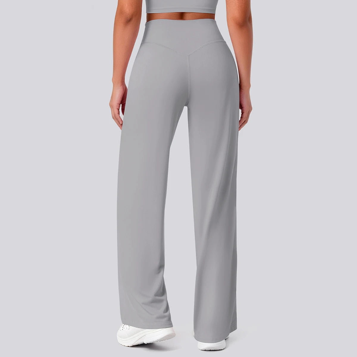 Rooftrellen Women's Sports Pants Bell-bottoms High Waisted Gym Loose Wide Leg Pants Solid Color Thin Fitness Sports Female Pants