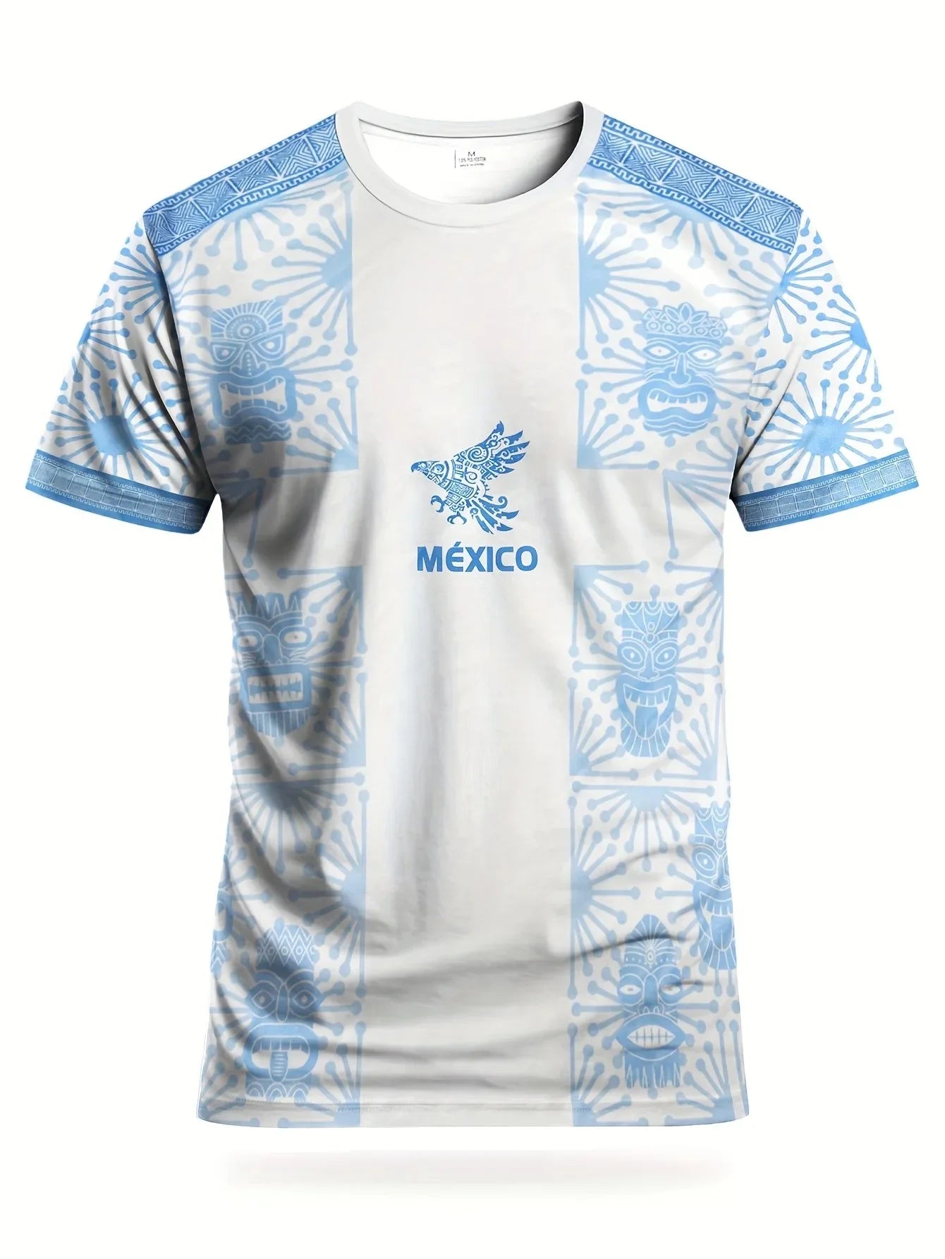 Soccer T Shirt with Mexico Aztec Eagle Pattern Family Style Adults Kids T Shirt Fashion Casual Apparel for Summer Outdoor Sports
