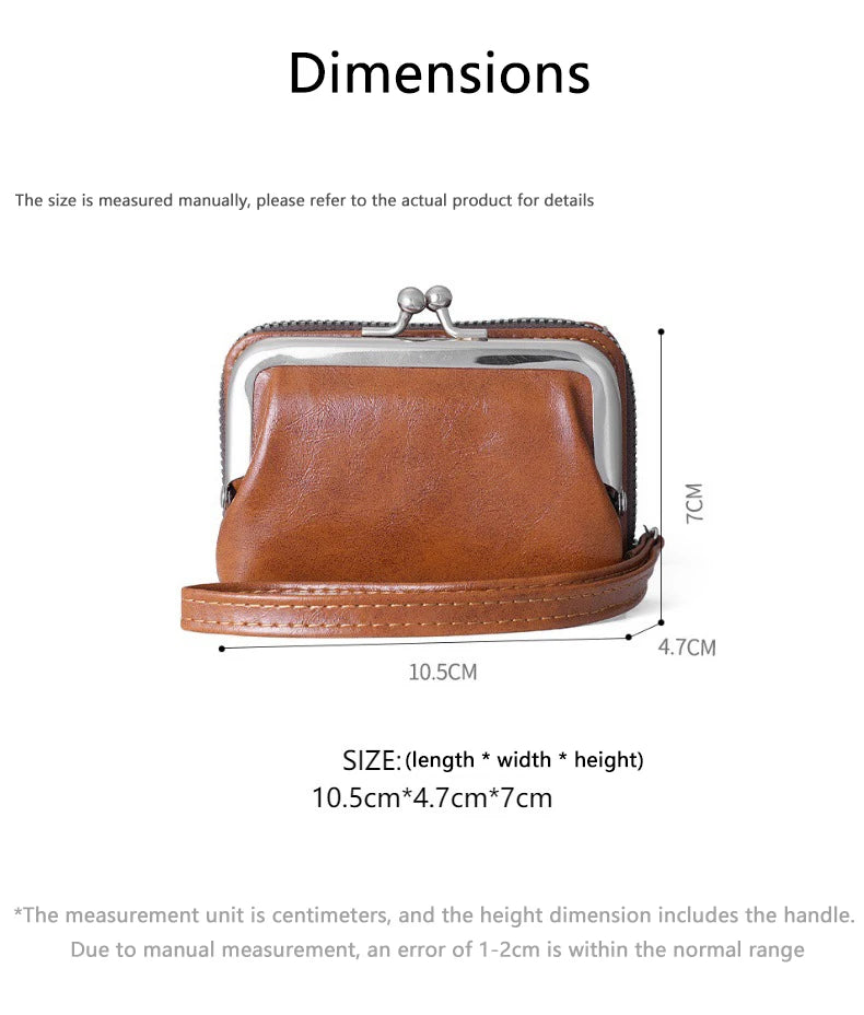 Women's Wallet Fashionableand Minimalist Wrist Strap Short Zero Wallet RetroVersatile LargeCapacity Multi Card Pocket Money Clip