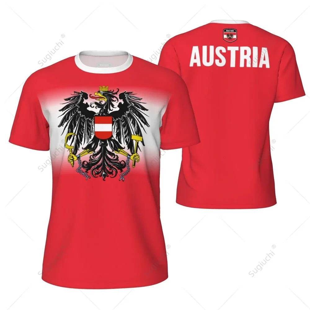 AUSTRIA Flag 3D Print Sports Quick-dry Breathable Men T-shirt Football Jersey Team Short-sleeve Parent-child Top Clothes Summer
