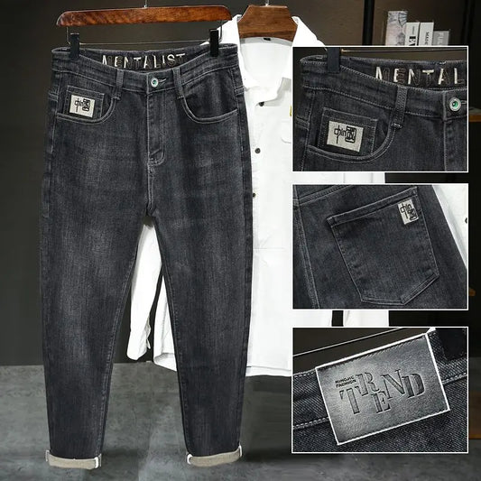 New Arrivals Men's Jeans High-end Brand Embroidery China Casual Slim Boyfriend Pants winter  Autumn Jeans Black Luxury Pants