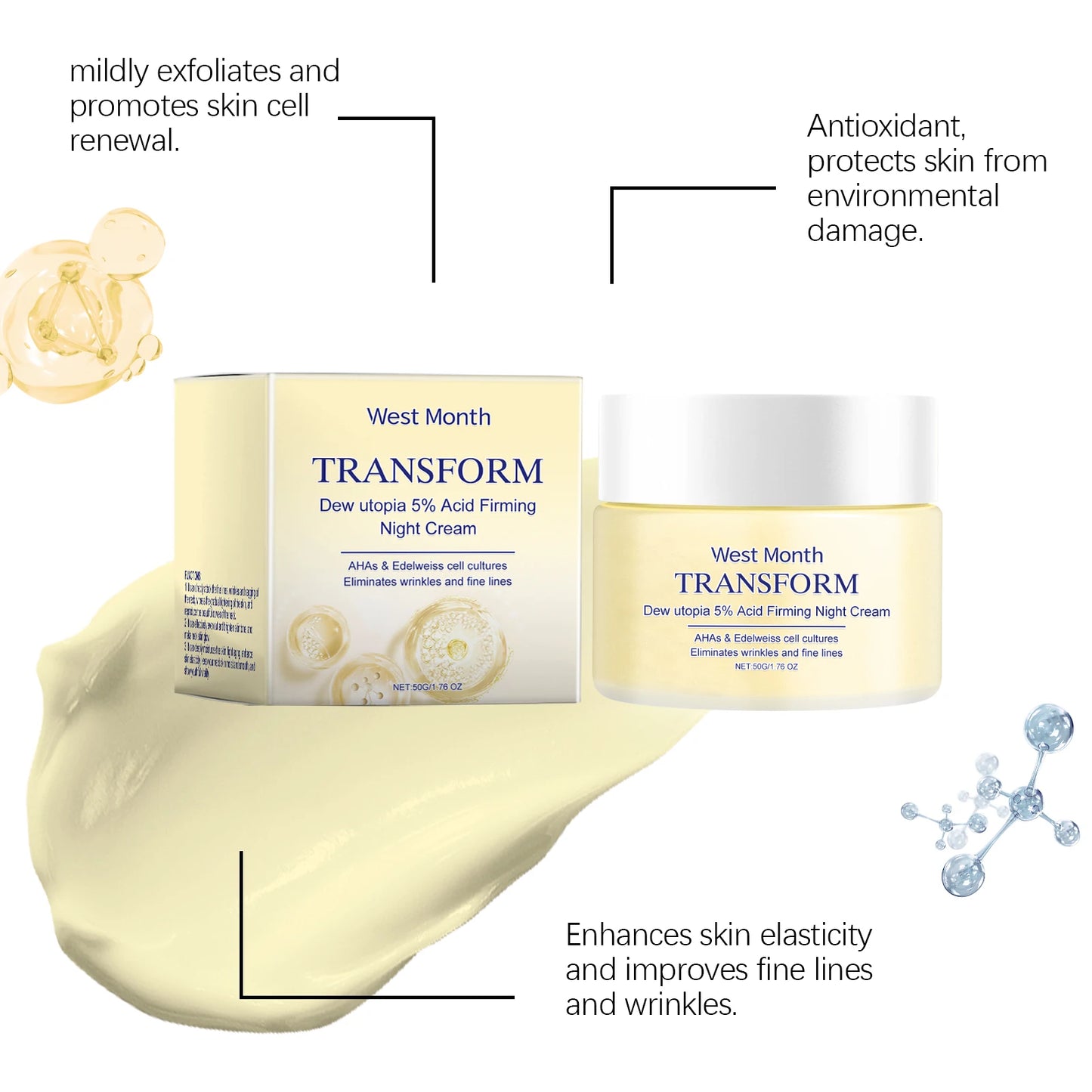 WEST MONTH Firming Night Cream Effectively Fight Wrinkles, Eeduce Fine Lines and Wrinkles, Tighten the Skin Firming Cream
