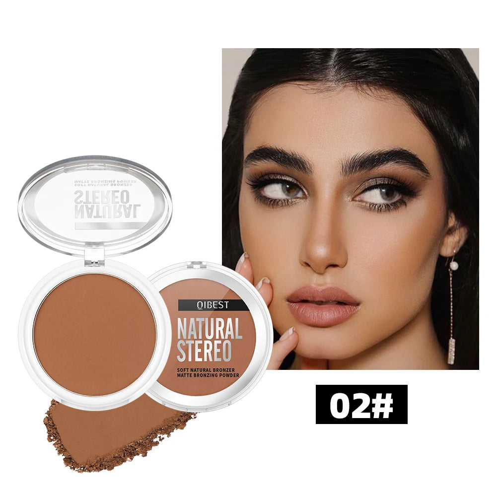 QIBEST Face Bronzer Makeup Contour Shading Powder Trimming Powder Cosmetic Face Concealer Highlighter Bronzer Palette For Women