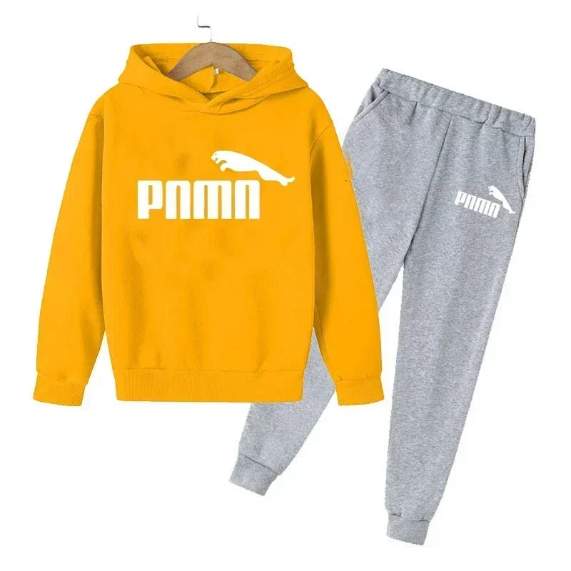 Kids Autumn Spring Trend Letter Print 2pcs Hoodie+Pants Tracksuits 2-13 Years Boys Girls Casual Outfits Children Clothes Sets