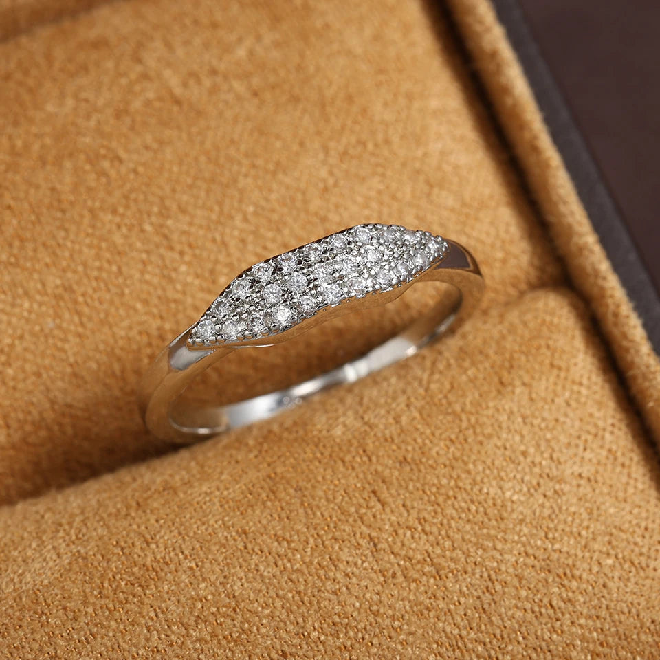 ZAKOL New Trendy Shiny Micro Pave Zircon Finger Ring White  Crystal CZ Minimalist Aesthetic Ring for Women Wholesale