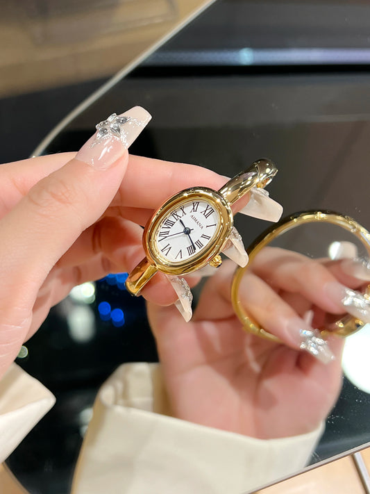 Gold Oval Women’s Watch – Roman Numeral Dial