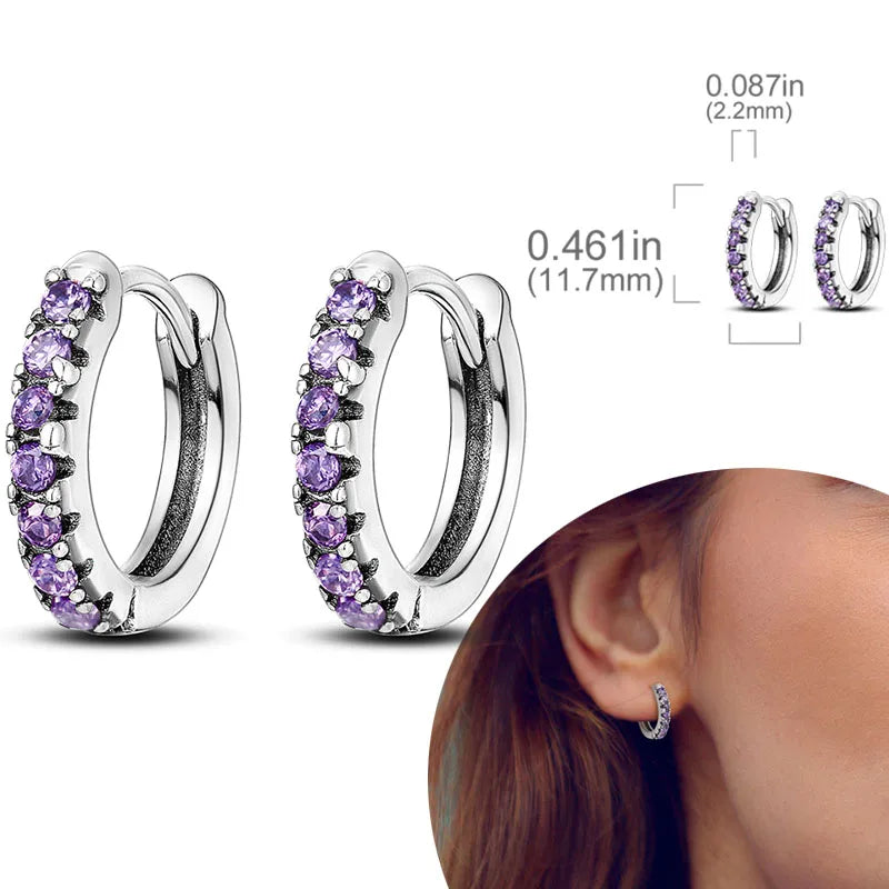925 Sterling Silver Hoop Earrings with Zircon