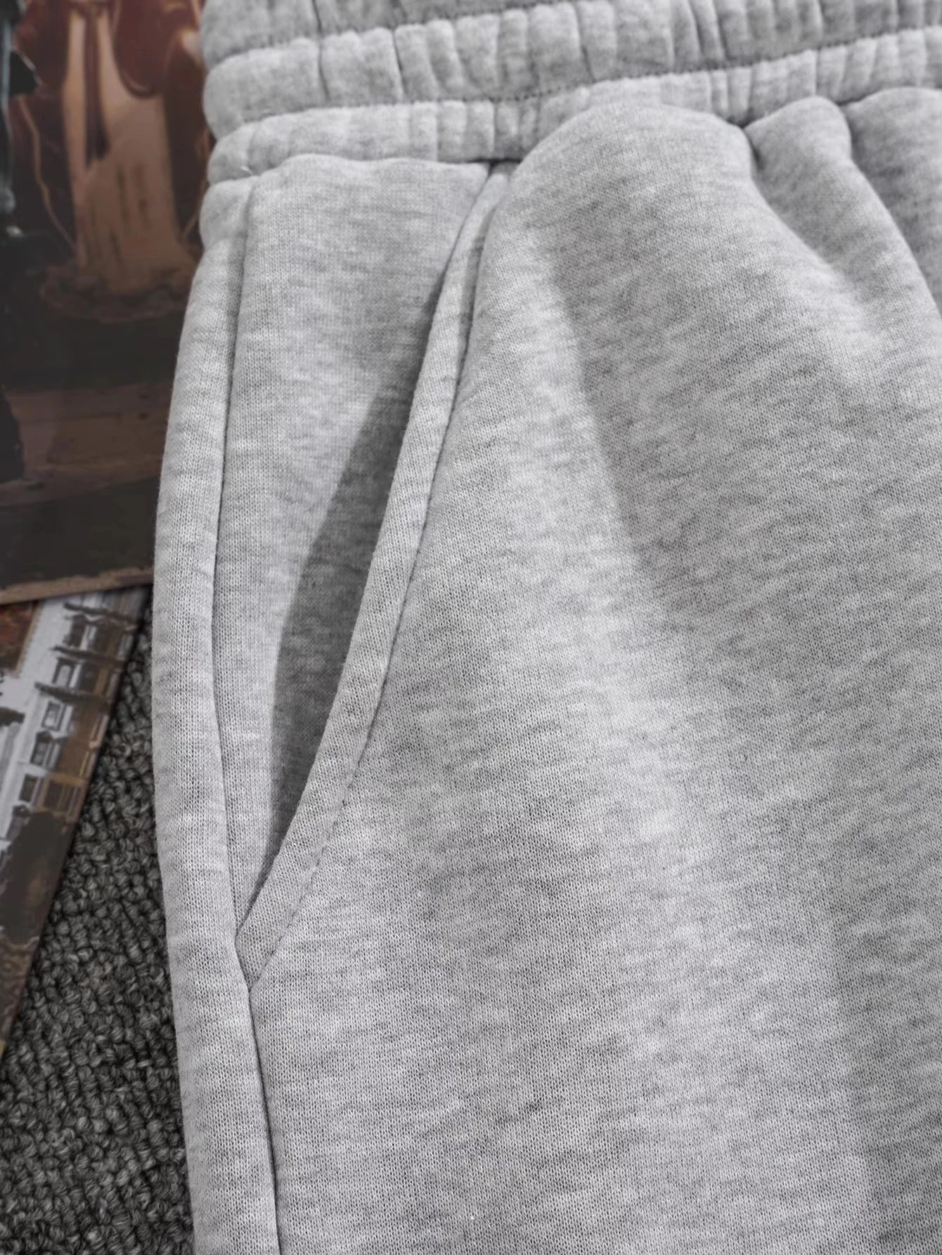 Spring and summer new solid color gray atmospheric men's pure cotton drawstring waist sports shorts