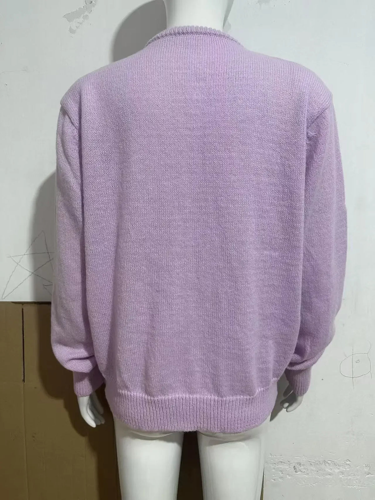 Women Mohair Knit Cardigan O Neck Elegant Lantern Long Sleeve Oversized Loose Fluffy Sweater Coat Autumn Winter Casual Knitwear