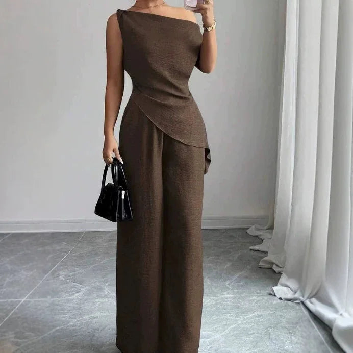 Elegant Wide Leg Pants Two-Piece Set