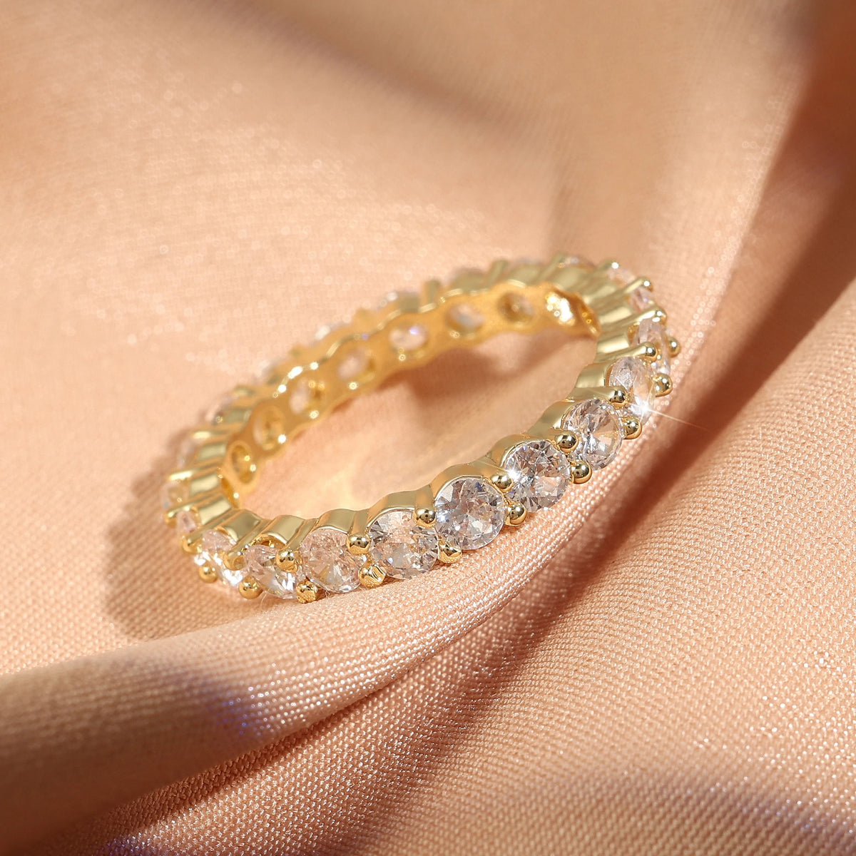 Classic Cubic Zirconia Engagement Rings for Women Luxury 18K Gold Color Plated Wedding Party Jewelry