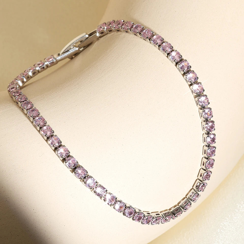 ZAKOL Shiny Pink Marquise Leaf Zircon Adjustable Charm Bracelet for Women Exquisite Wedding Engagement Jewelry New Colors