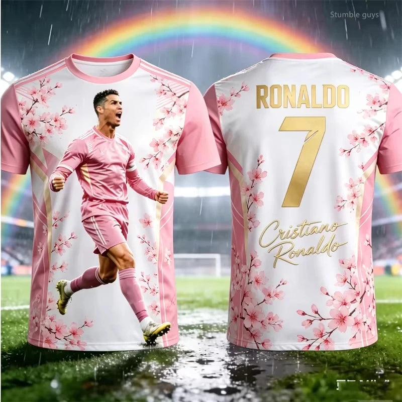 Summer Men s Short Sleeve Soccer Jersey Ronaldo 7 T Shirt Family Style Casual for Adults Kids Sportswear for Sports Fitness