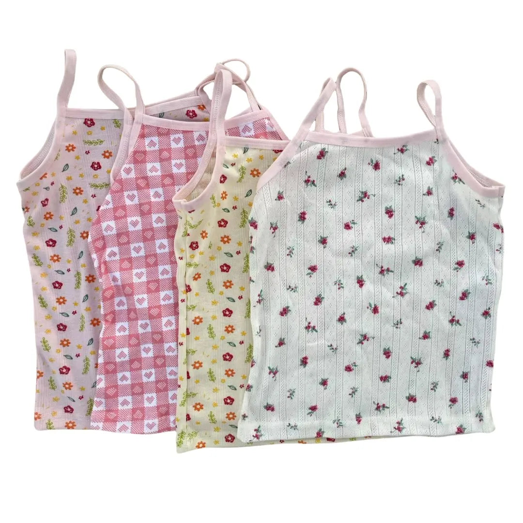 3pcs/Lot Kids Solid Color Singlet Breathable Underwear Gir Cotton Undershirts Soft Tank Tops for Baby Girl Size 2-8T