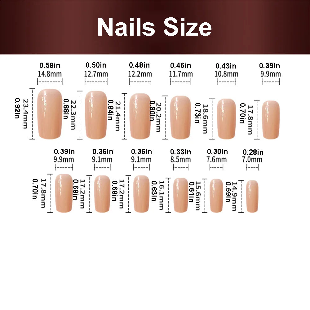 Short Medium fake nails for women girls green purple golden colors flowers leaf design glossy square ballet shape press on nails