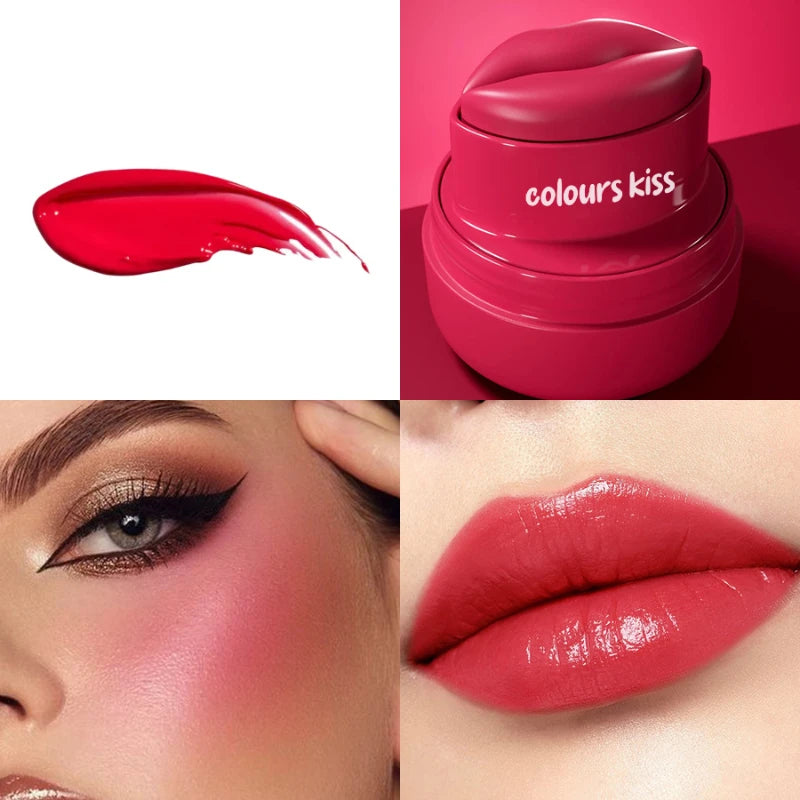 Lip And Cheek 2-in-1 Balm, Round Jar High Gloss Moisturizing Lip Gloss Long-lasting Moisturizing Multicolor Cheek Cream