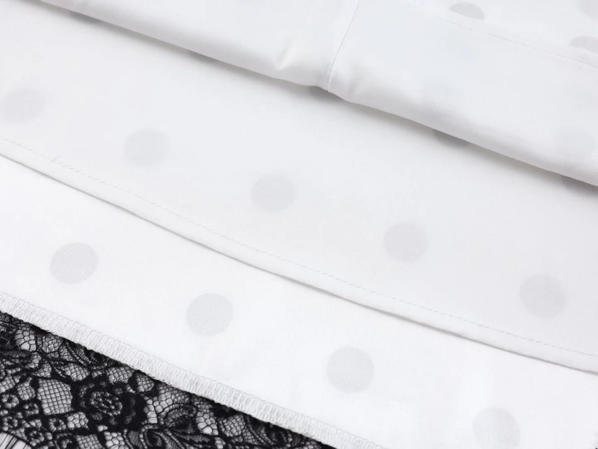 Elegant Polka Dot Skirt For Women Casual High Waist Satin Silk Patchwork Lace Midi Skirts 2026 Y2k Vintage Female Streetwear