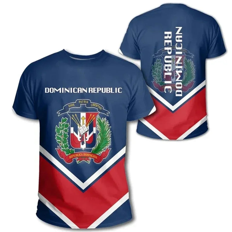 DOMINICAN REPUBLIC Flag 3D Print Sports Quick-dry Breathable Men T-shirt Outdoor Football Jersey Team Short-sleeve Top Clothing