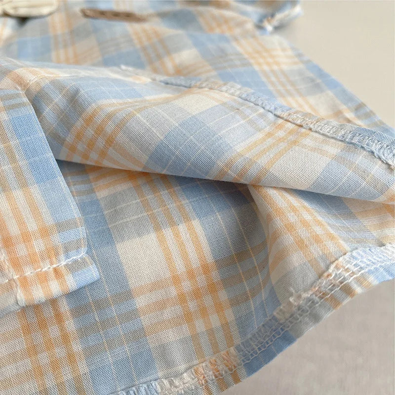 Fashion Summer Baby Boys Girl Clothes Suit Children Grid Bow Tie T-Shirt