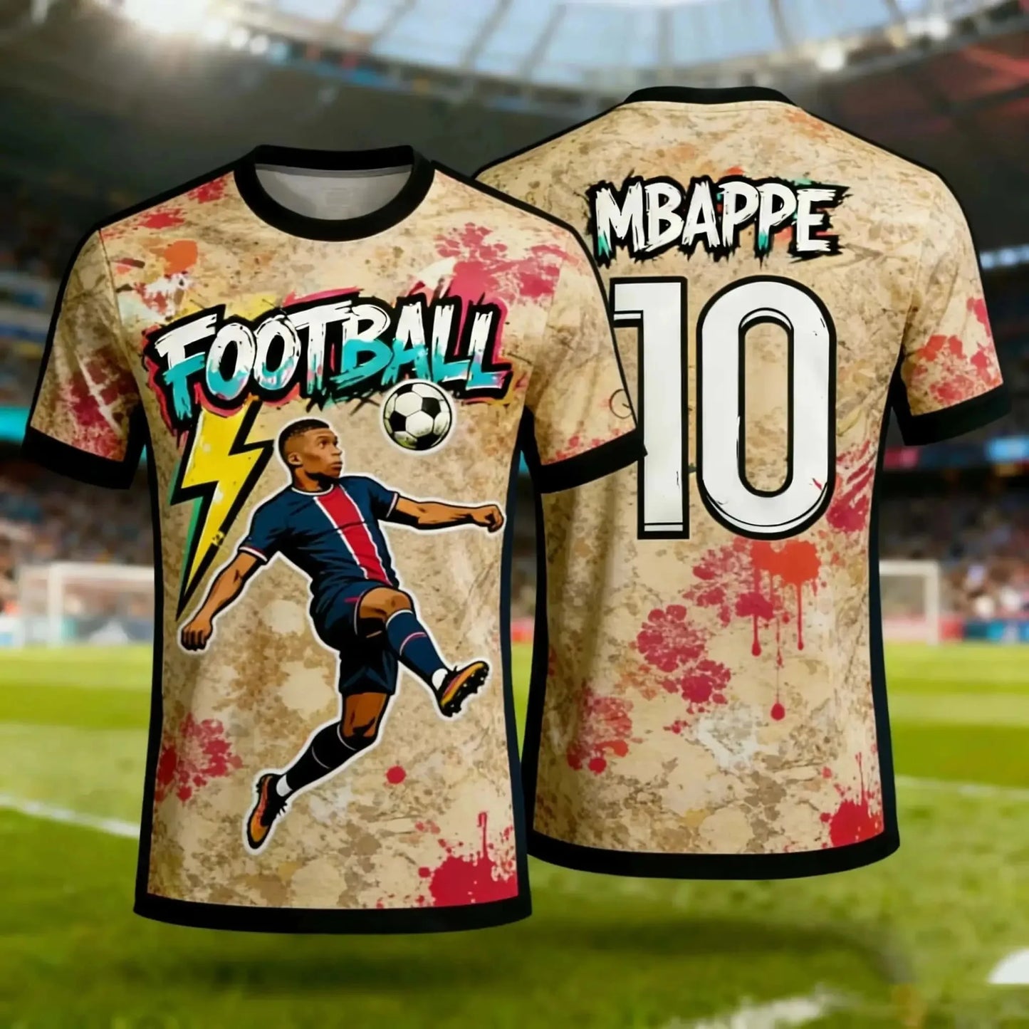 New Mbapp No 10 Summer Sports T Shirt 3D Gradient Print Family Style Adults Kids Fashion Soccer Jersey Unisex for Fitness