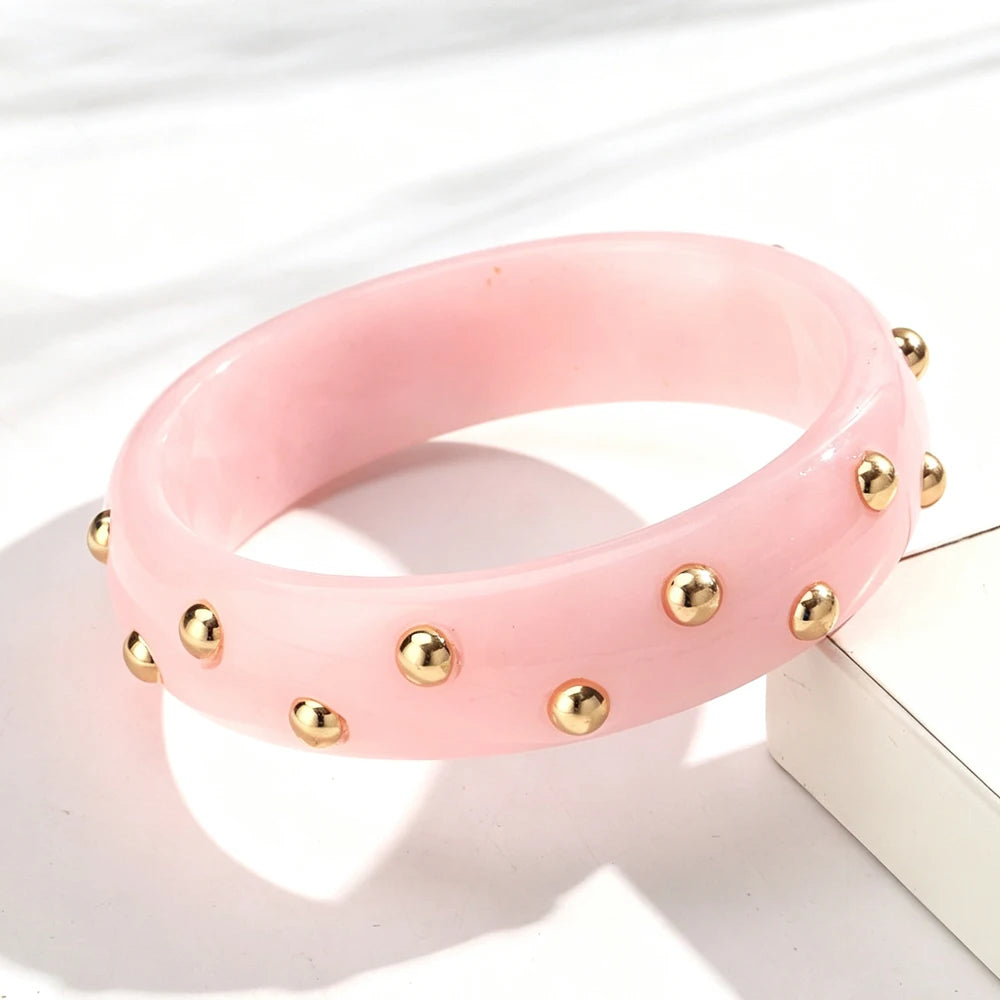 ZAKOL 3pcs/set Fashion Punk Gothic Style Stainless Steel Resin Stacked Bracelets Personalized Wide Bangle Party Daily Jewelry