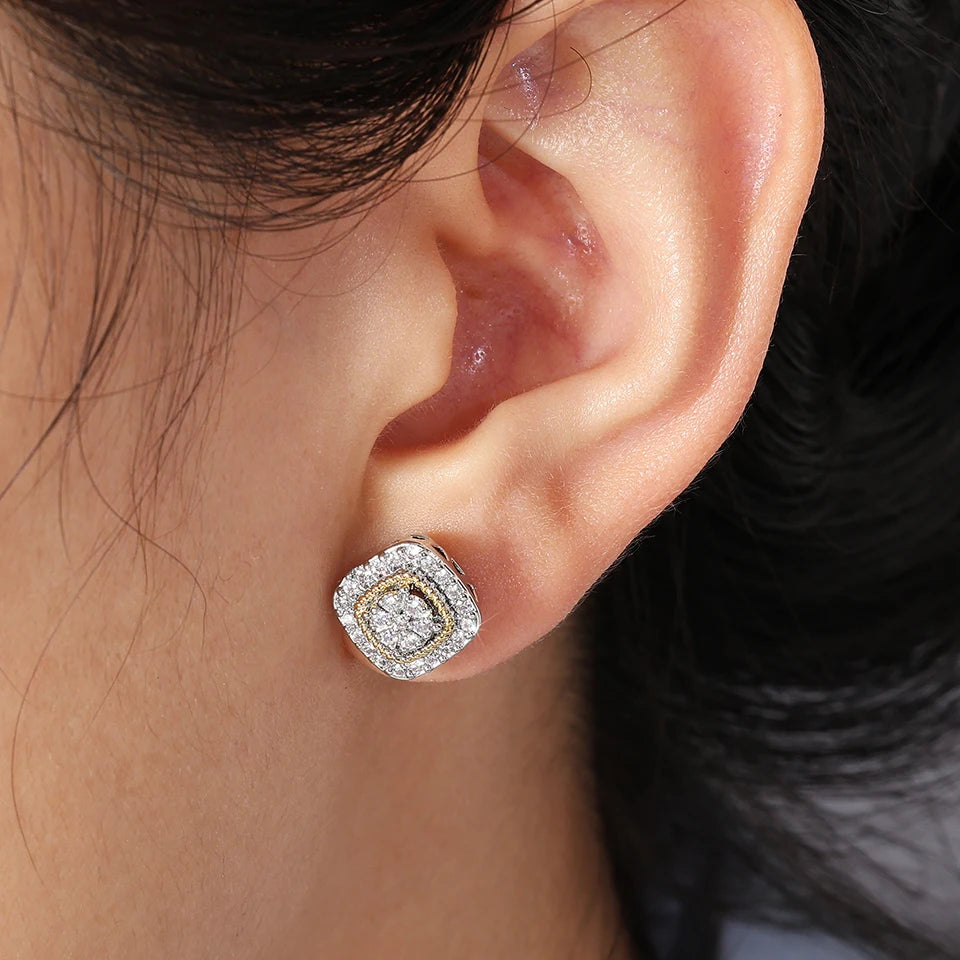 ZAKOL Brand New Arrival Buling Iced Out CZ Stud Earrings Hip Hop Rapper Geometric Round Square Zircon Women Men Ear Accessories