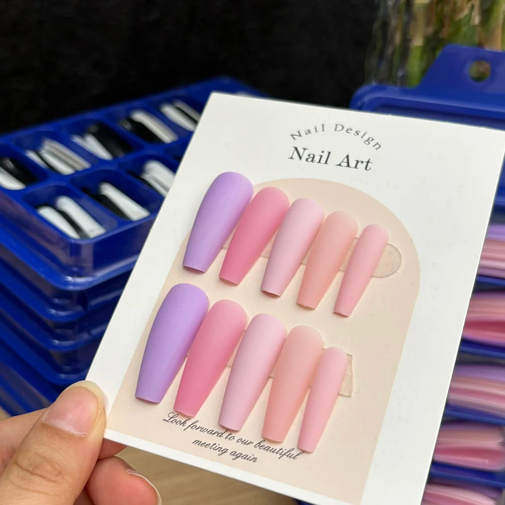 120Pcs Long Coffin False Nails Mixed Color Press On Nails Acrylic Manicure Extension Artificial Square Full Cover Fake Nail Tips