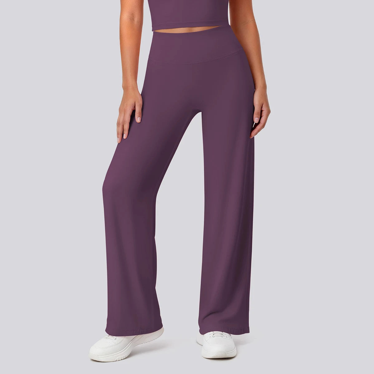 Rooftrellen Women's Sports Pants Bell-bottoms High Waisted Gym Loose Wide Leg Pants Solid Color Thin Fitness Sports Female Pants