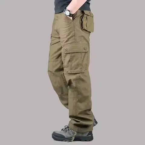 Multi-PocketCargo Pants Men Loose-Fit Casual Pants Outdoor Straight-Leg Tactical Pants Durable Workoveralls Trendy