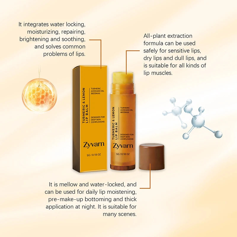 Turmeric Lemon Beeswax Lip Balm 5g Moisturize Lock In Moisture For Dryness Lips Gentle Repair Improve Dull Daily Lip Care
